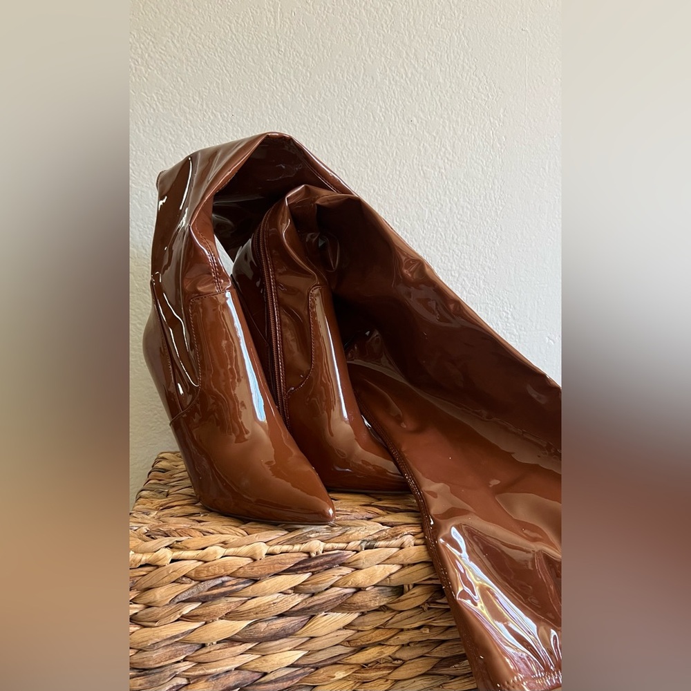Steve Madden patent leather Chestnut Over-the-Knee Boots
